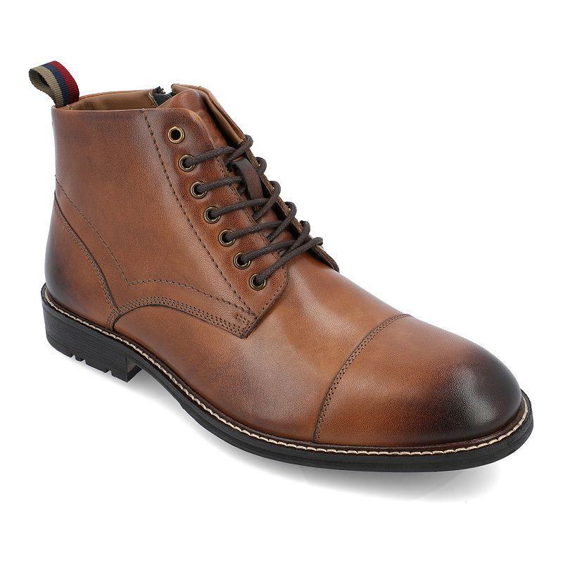 Thomas & Vine Avrum Cap Toe Mens Leather Ankle Boots Red/Coppr Product Image