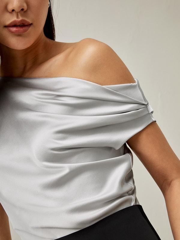 Boat Neck Silk Top Product Image