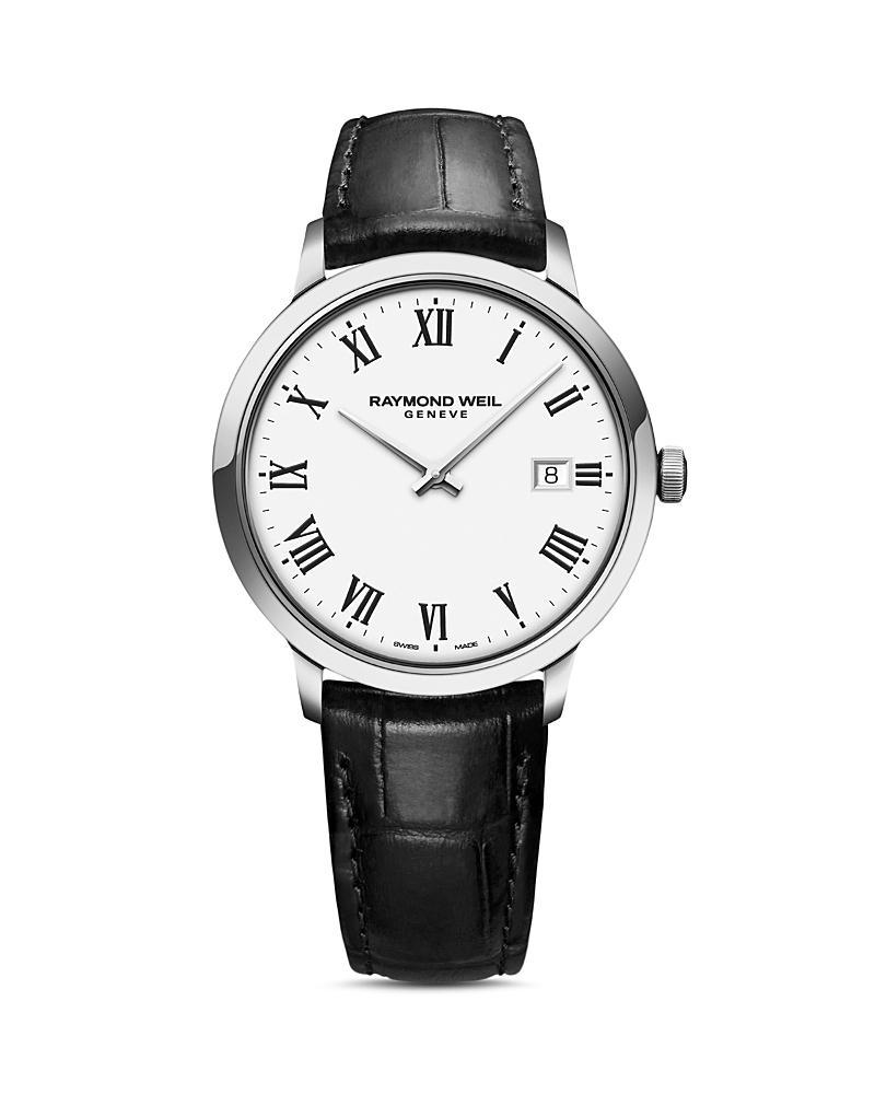 Raymond Weil Mens Swiss Toccata Black Leather Strap Watch 39mm - Black Product Image