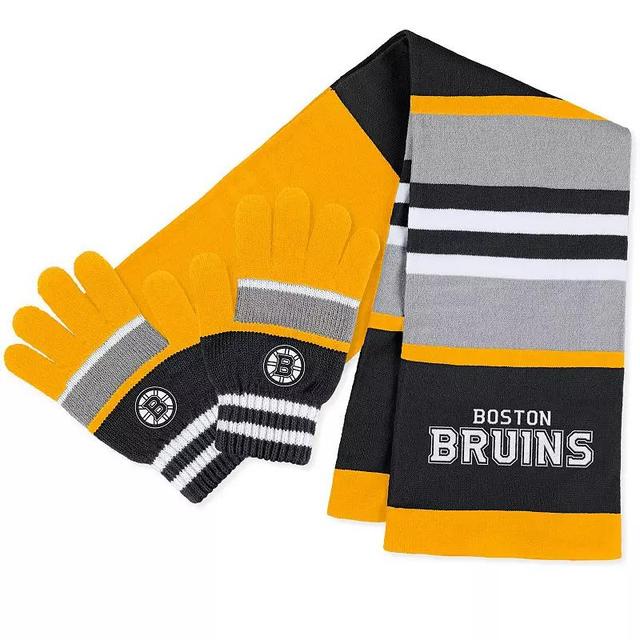 Womens WEAR by Erin Andrews Boston Bruins Stripe Glove & Scarf Set Product Image