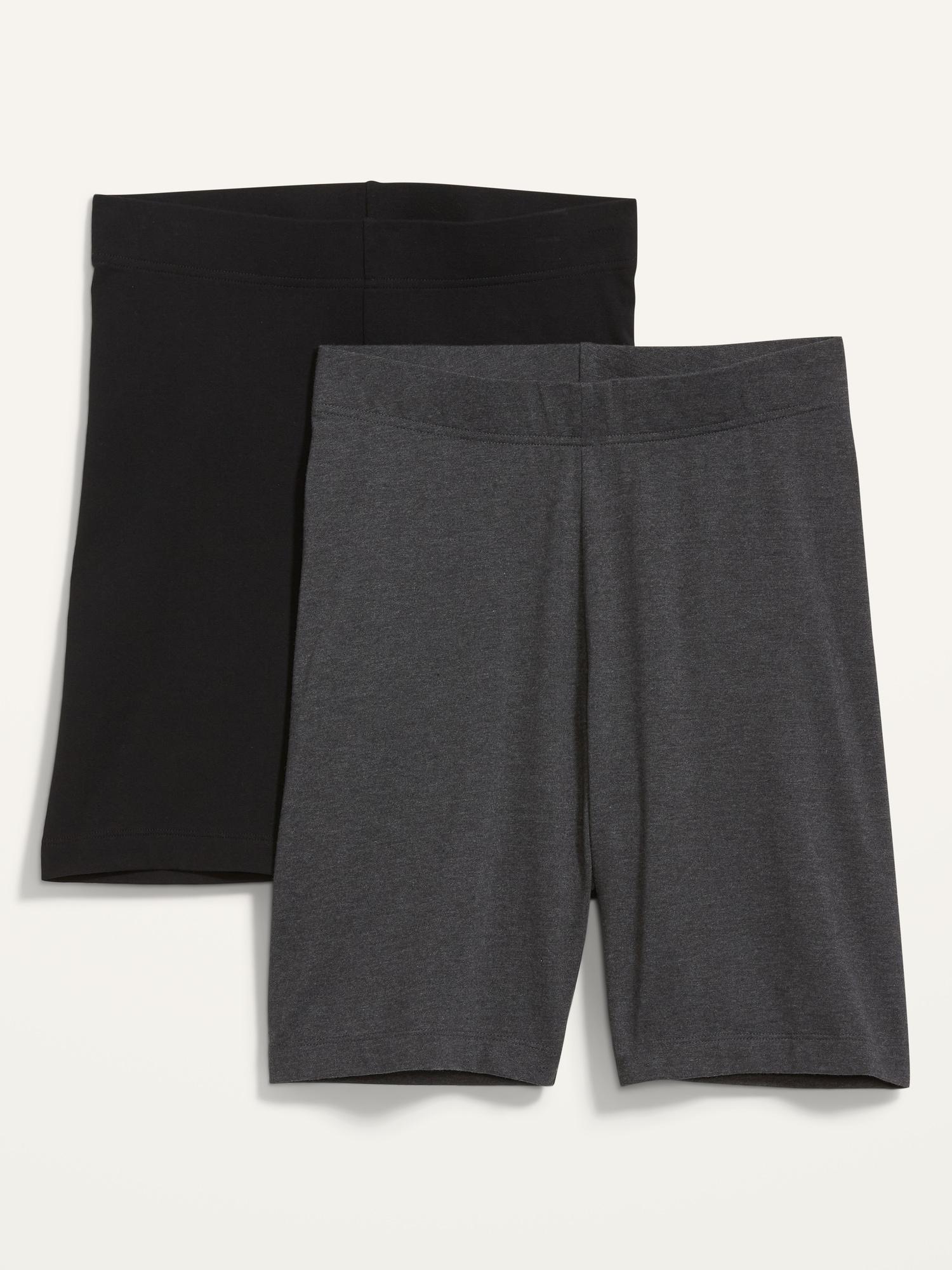 Old Navy High-Waisted Biker Shorts 2-Pack for Women -- 8-inch inseam - Black/Heather Gray - female - Size: L Product Image