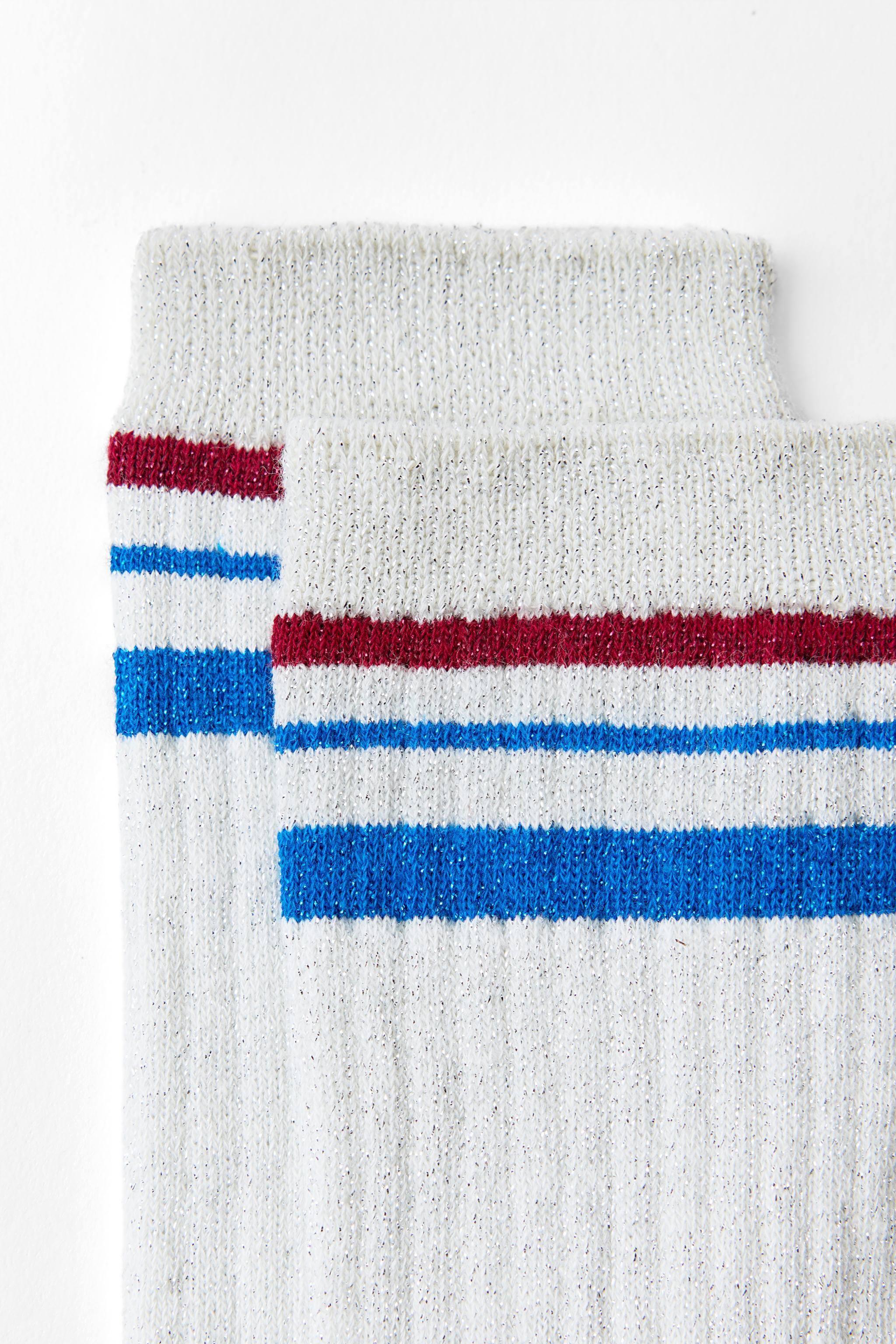 METALLIC THREAD STRIPED SOCKS Product Image