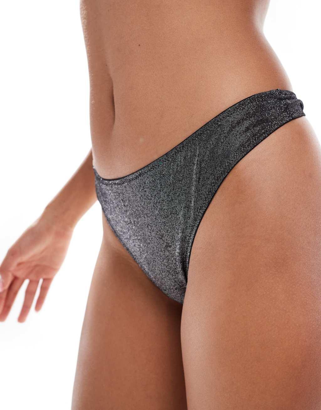 Pieces 2 pack glitter thongs in black  Product Image