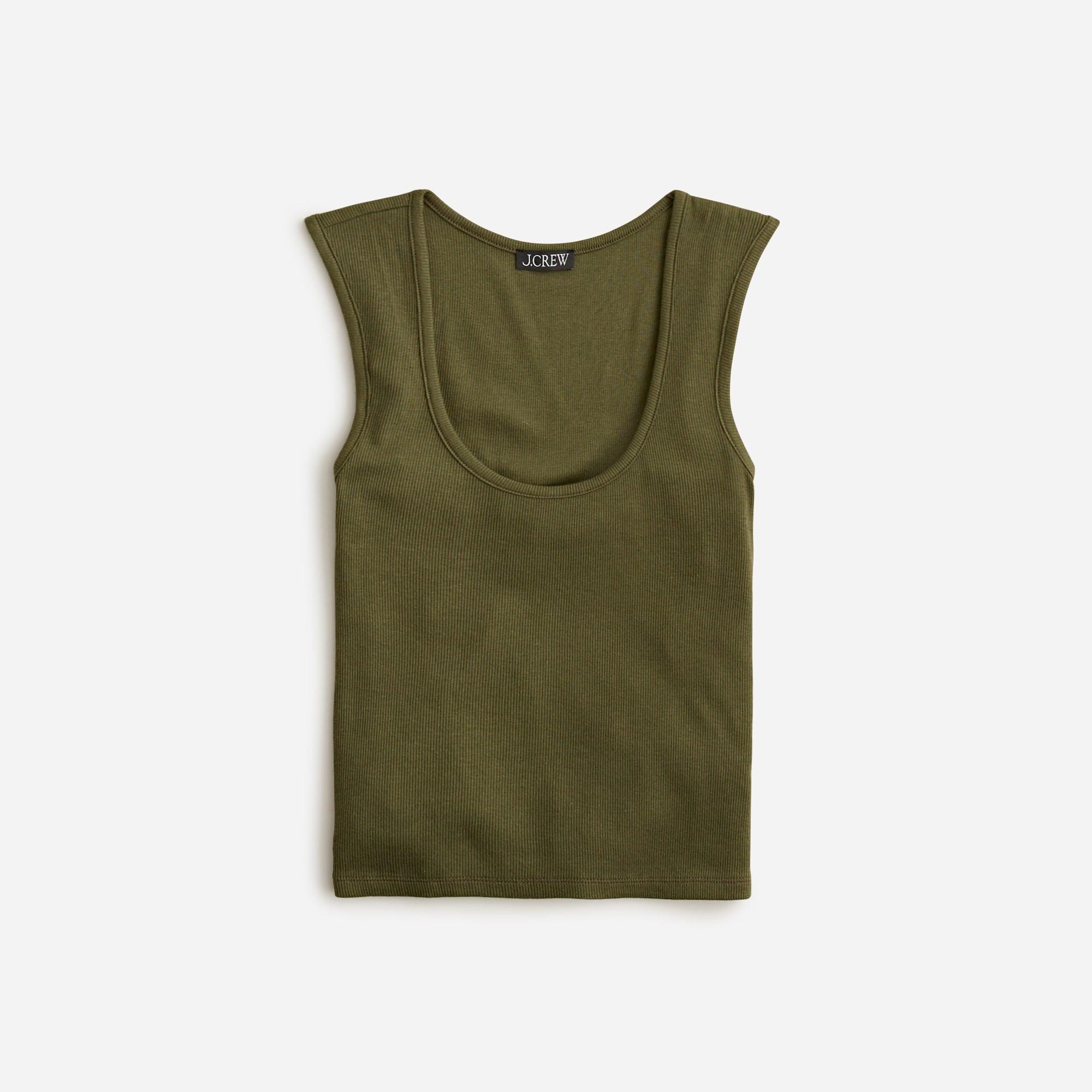 Cropped fine rib scoopneck tank top product image