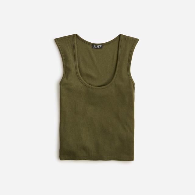 Cropped fine rib scoopneck tank top Product Image