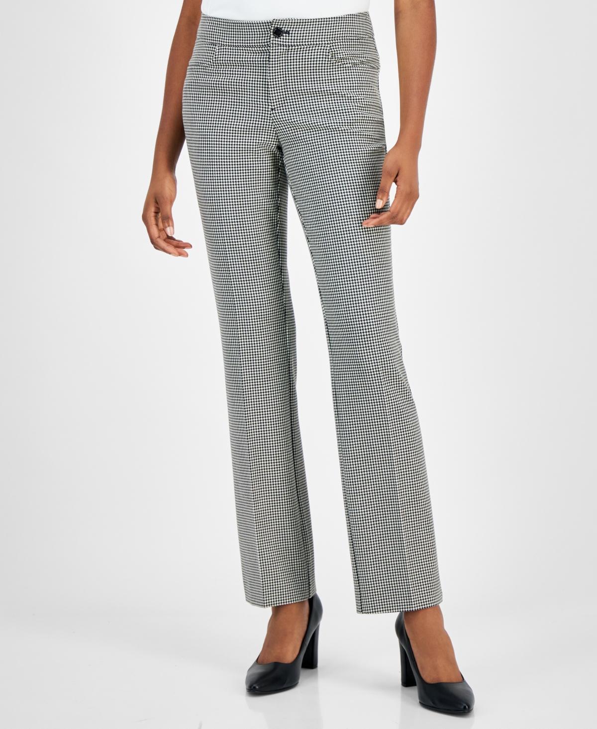 Anne Klein Womens Houndstooth Mid-Rise Bootleg Pants Product Image