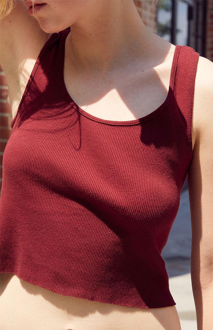 John Galt Womens Burgundy Sheena Cropped Tank Top - Red Product Image