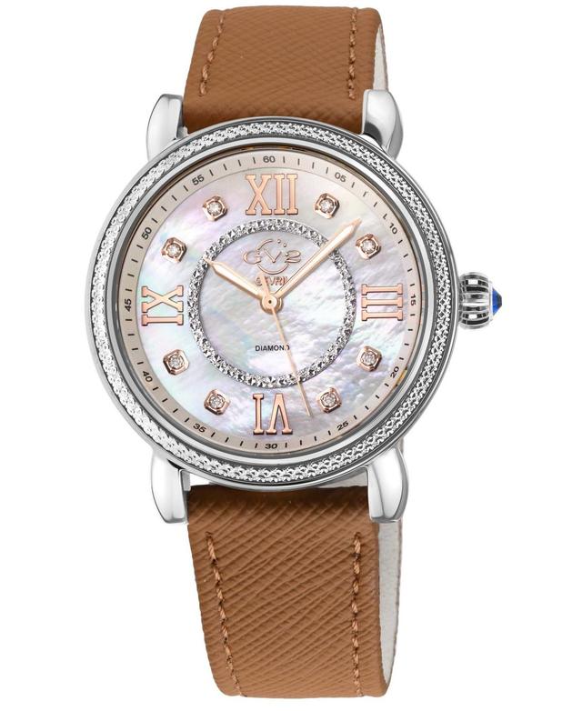 GV2 by Gevril Womens Marsala Swiss Quartz Tan Faux Leather Watch 37mm Product Image