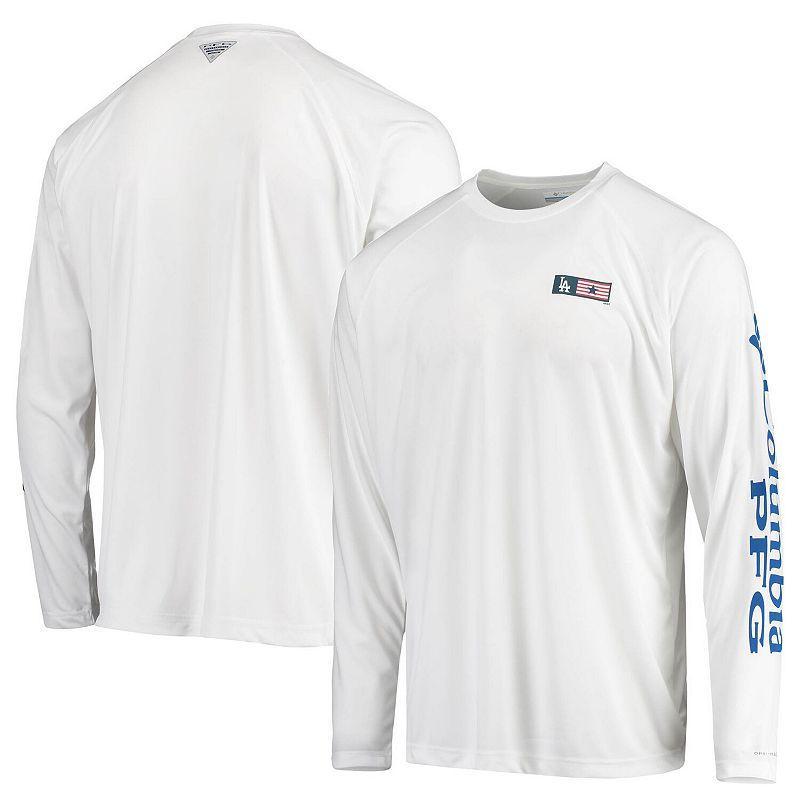 Mens Columbia Los Angeles Dodgers Americana Terminal Tackle Omni-Shade Raglan Long Sleeve T-Shirt Product Image