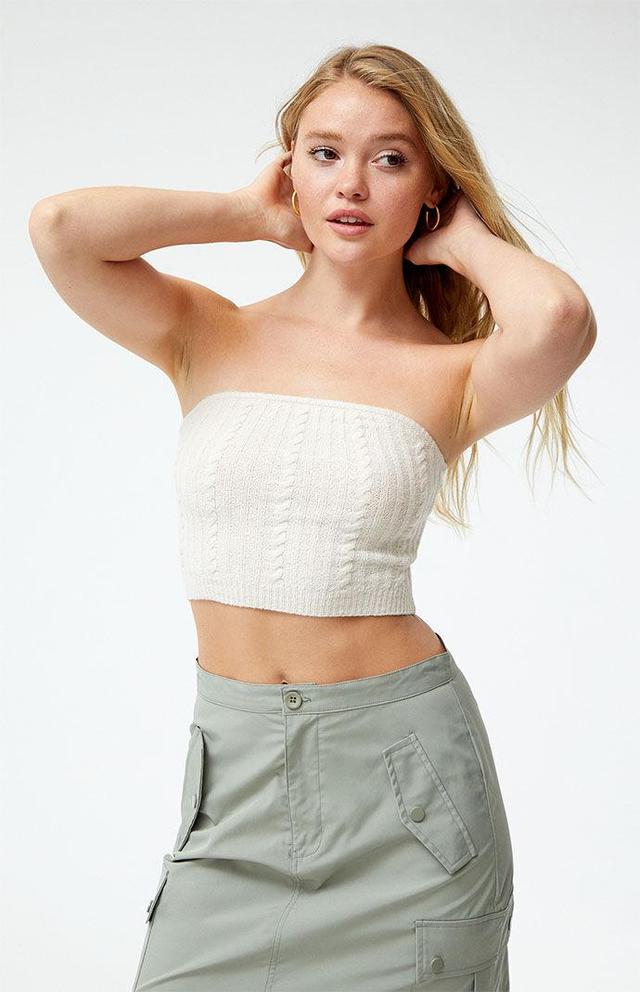 LA Hearts Womens Cable Knit Tube Top - Brownmall Product Image