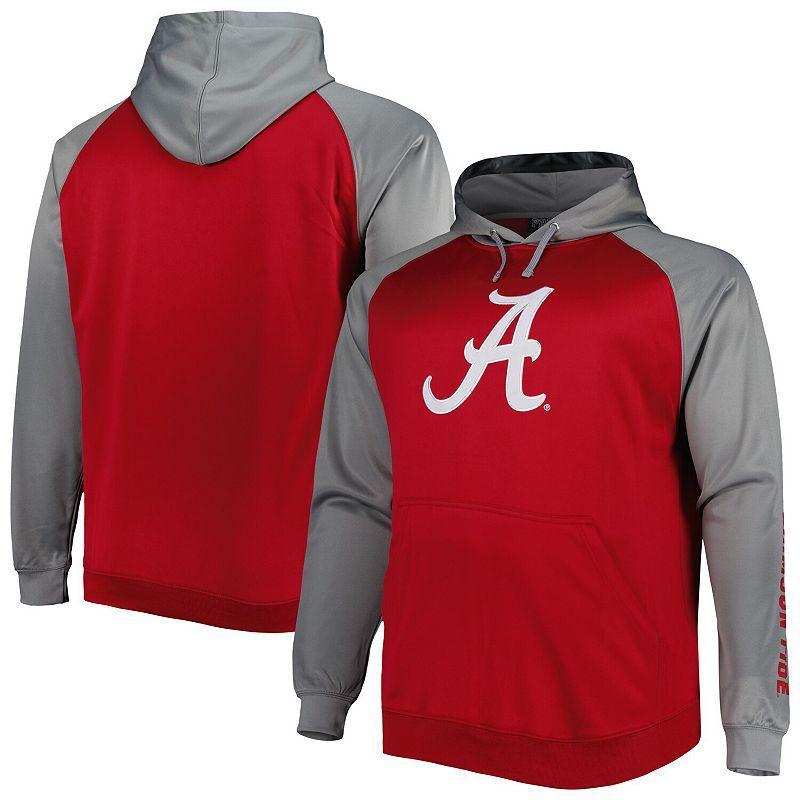 Mens Crimson Alabama Crimson Tide Big & Tall Raglan Fleece Pullover Hoodie Red Product Image