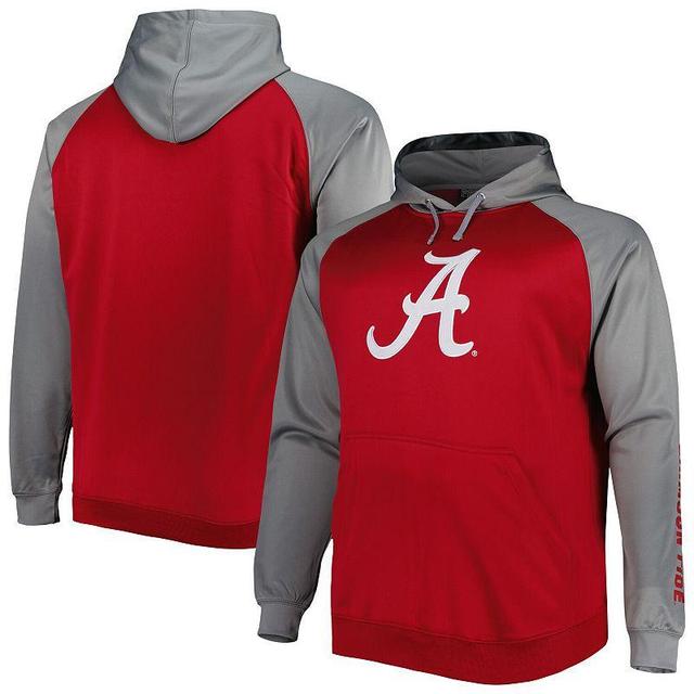 Mens Crimson Alabama Crimson Tide Big & Tall Raglan Fleece Pullover Hoodie Product Image