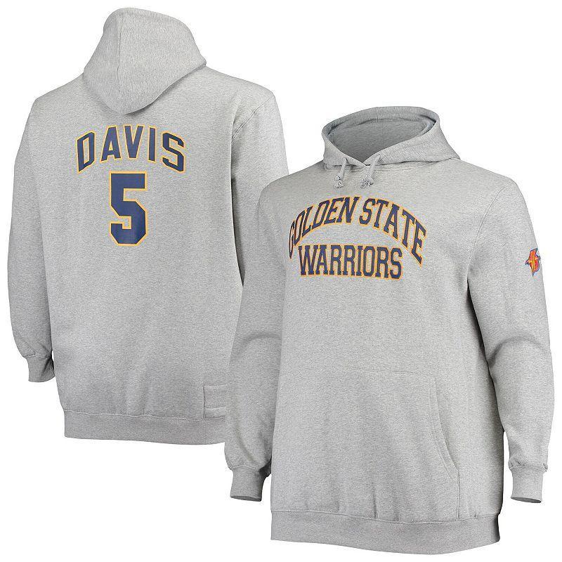 Mens Mitchell & Ness Baron Davis Heather Gray Golden State Warriors Big and Tall Name and Number Pullover Hoodie Product Image