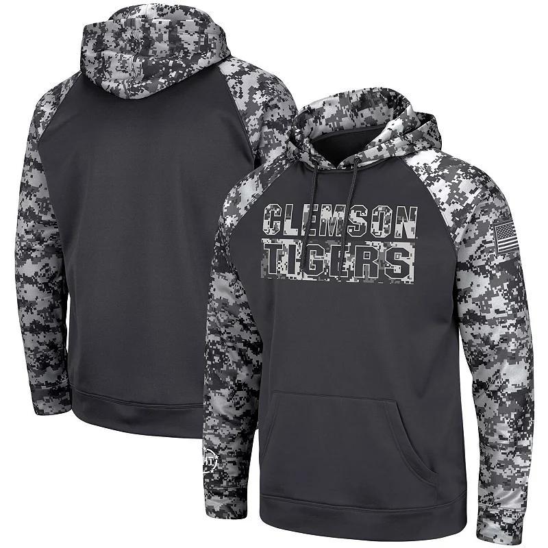 Mens Colosseum Charcoal Clemson Tigers OHT Military Appreciation Digital Camo Pullover Hoodie Product Image