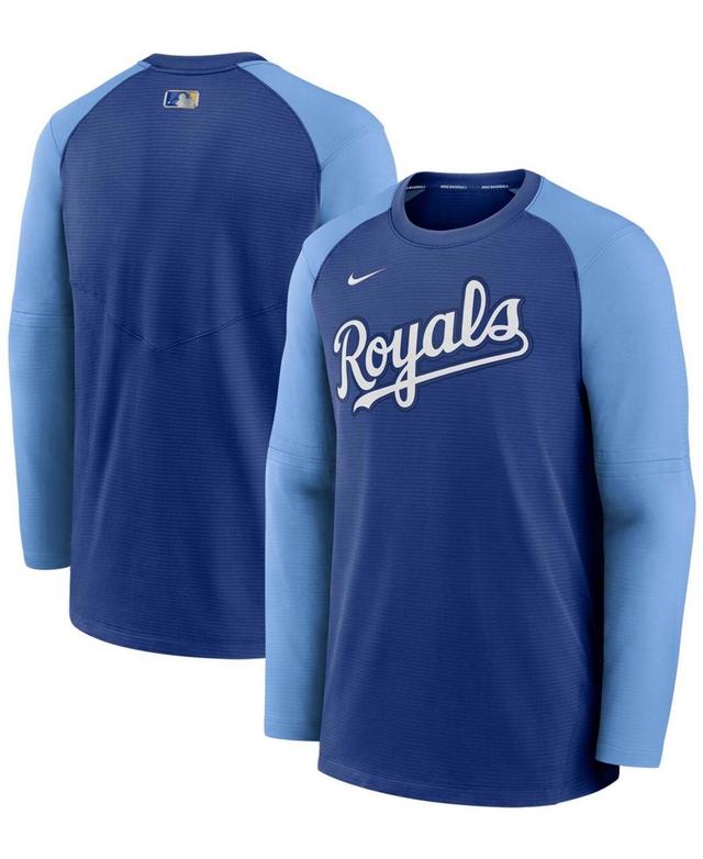 Mens Nike Royal/Light Kansas City Royals Authentic Collection Pregame Performance Raglan Pullover Sweatshirt Product Image