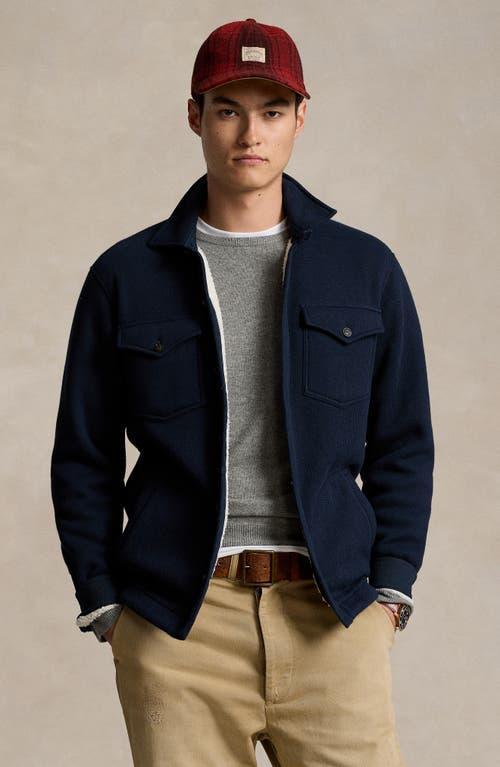 Men's Waffle-knit Shirt Jacket In Aviator Navy Product Image