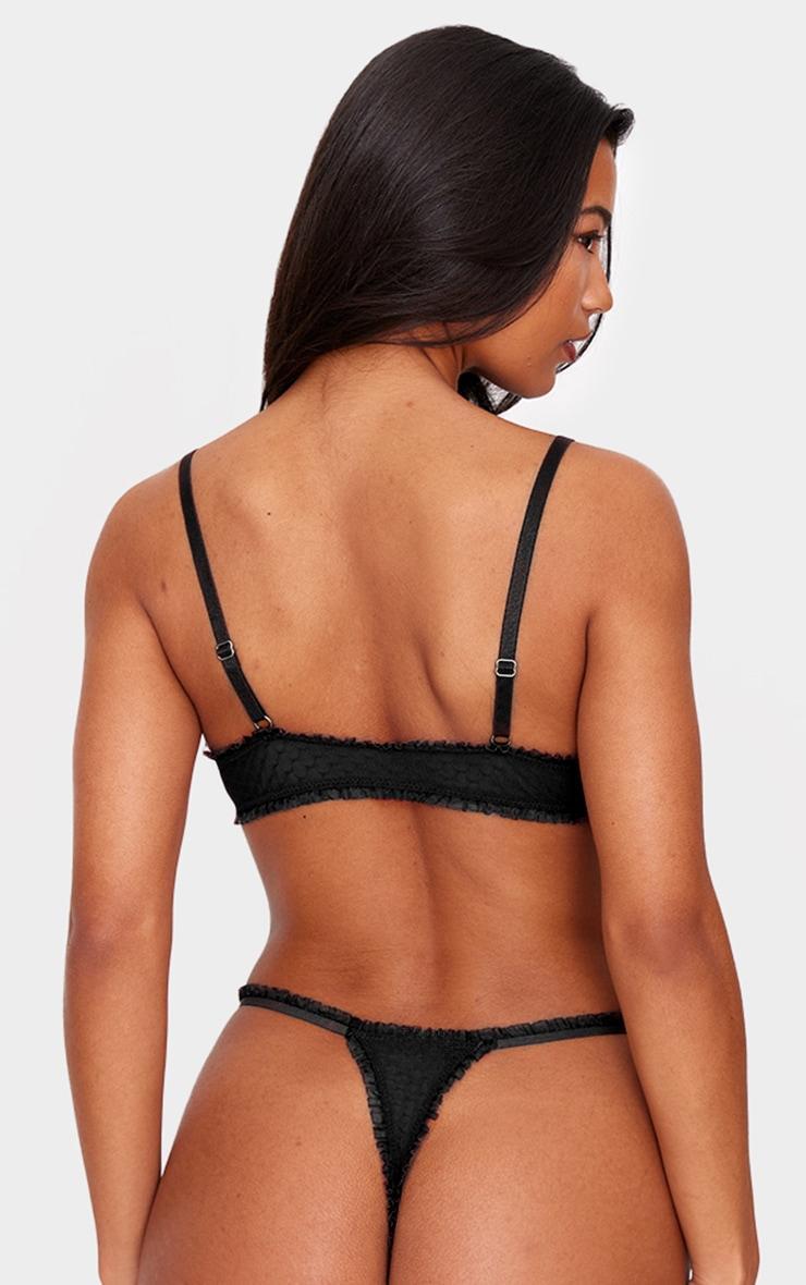 Black Textured Mesh Frill Edge Triangle Bra Product Image