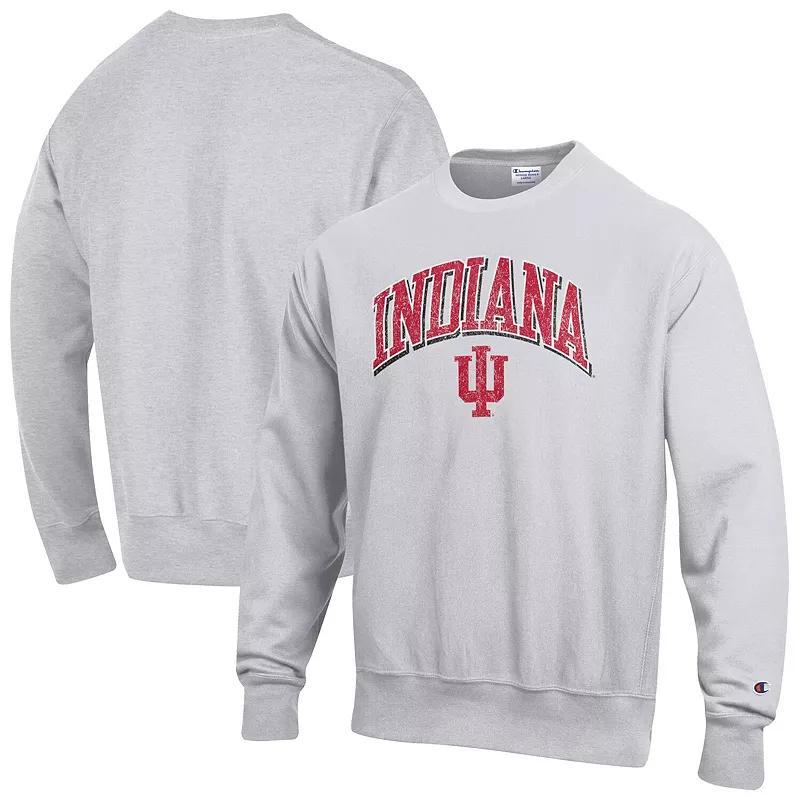 Mens Champion Gray Indiana Hoosiers Arch Over Logo Reverse Weave Pullover Sweatshirt Product Image