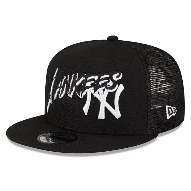 Mens New Era Black New York Yankees Street Trucker 9FIFTY Snapback Hat Product Image