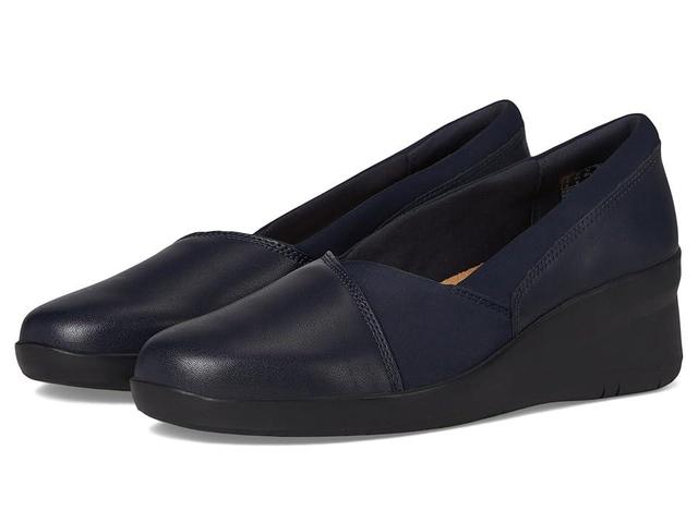 Clarks Suttyn Walk (Navy Leather) Women's Flat Shoes Product Image