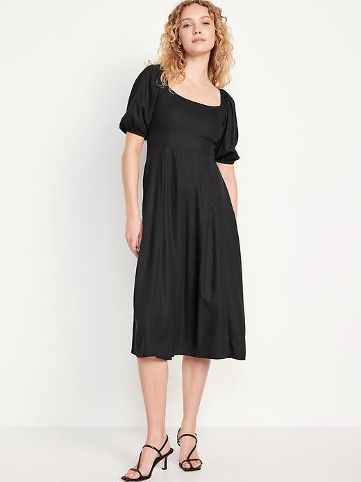 Fit & Flare Crepe Midi Dress Product Image