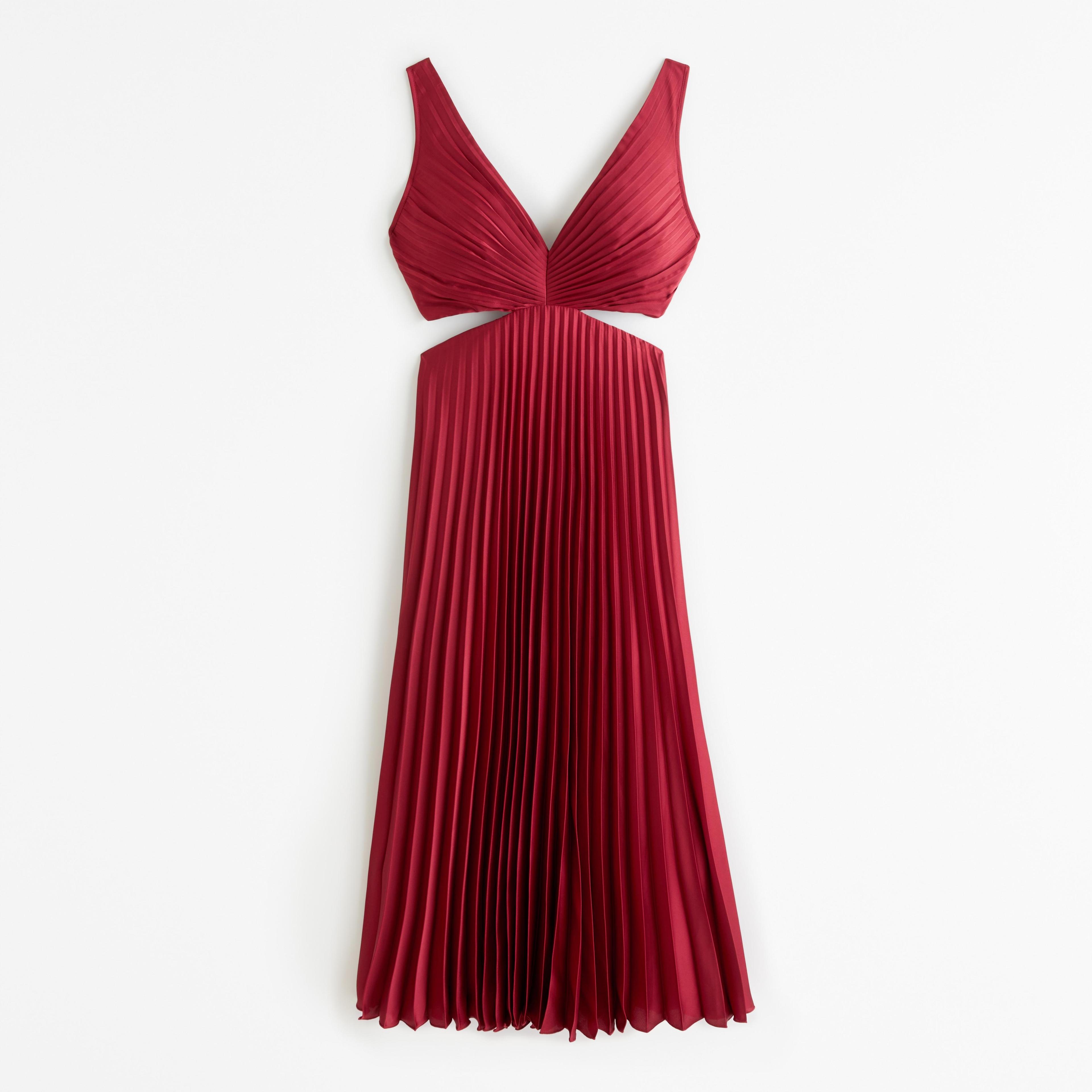 The A&F Giselle Pleated Cutout Maxi Dress Product Image