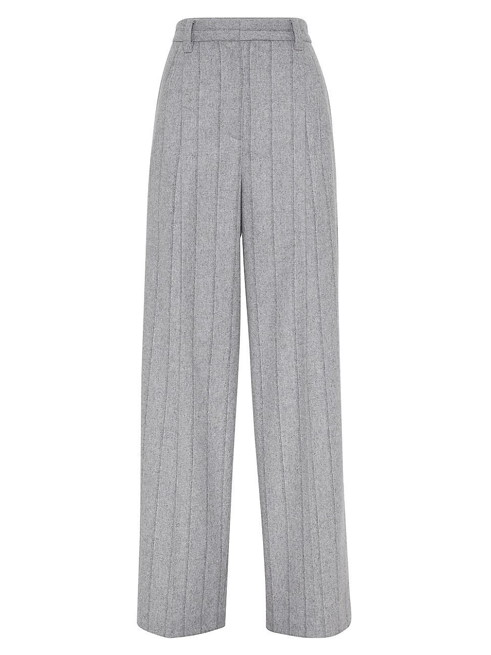 Womens Virgin Wool Flannel Relaxed Tailored Trousers Product Image