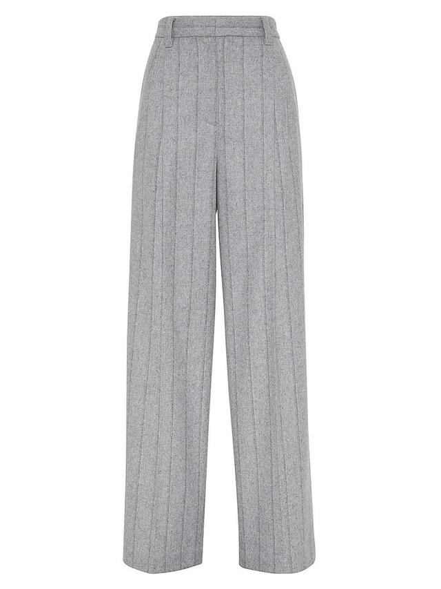 Womens Virgin Wool Flannel Relaxed Tailored Trousers Product Image