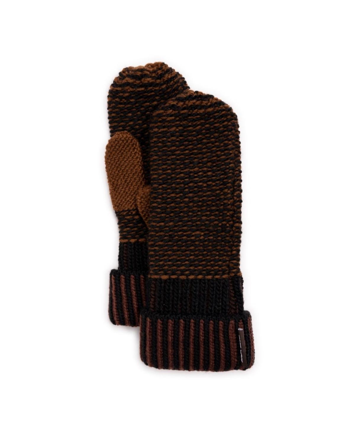 Womens MUK LUKS Textured Mittens, Dark Brown Product Image