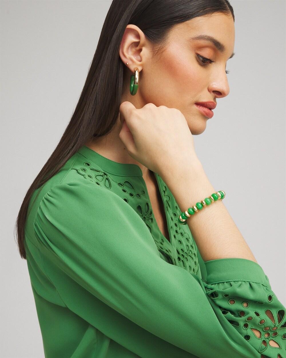 Green Beaded Stretch Bracelet Product Image