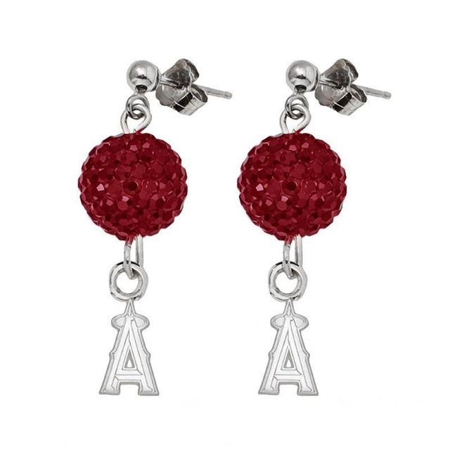 Los Angeles Angels of Anaheim Sterling Silver Crystal Ball Drop Earrings, Womens Product Image