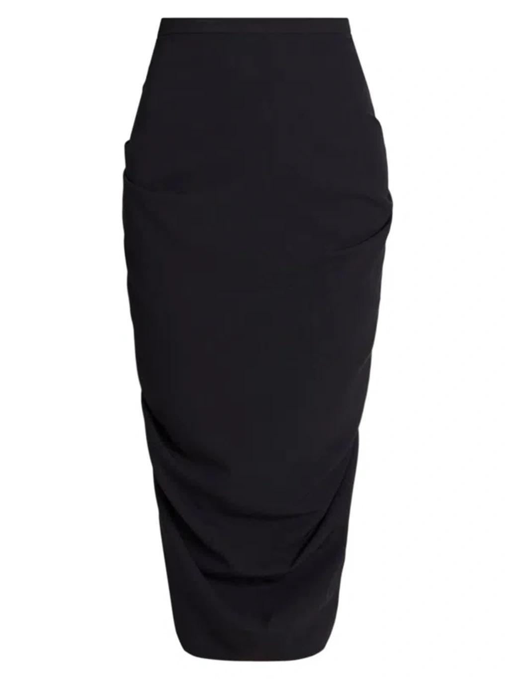 Ruched Detailed Midi Skirt In Black Product Image