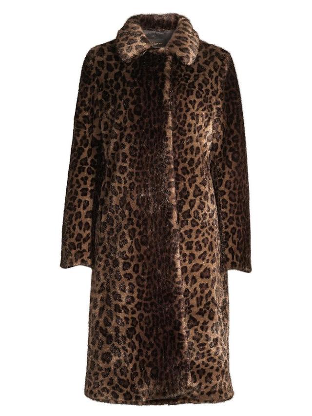 Womens Leopard-Print Faux Fur Coat Product Image