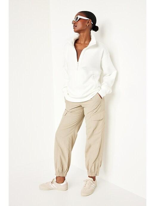 High-Waisted Ankle-Zip Cargo Joggers Product Image