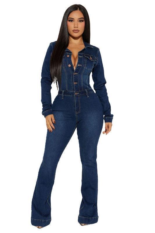 WOMEN DENIM SEXY JUMPSUIT Product Image