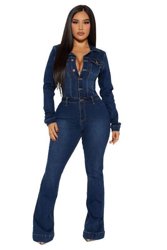 WOMEN DENIM SEXY JUMPSUIT Female Product Image