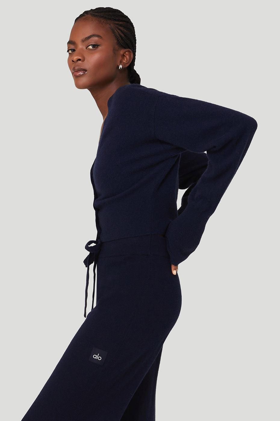 Alo Yoga | Cashmere Jet Set Cardigan Sweatshirt Blue Product Image