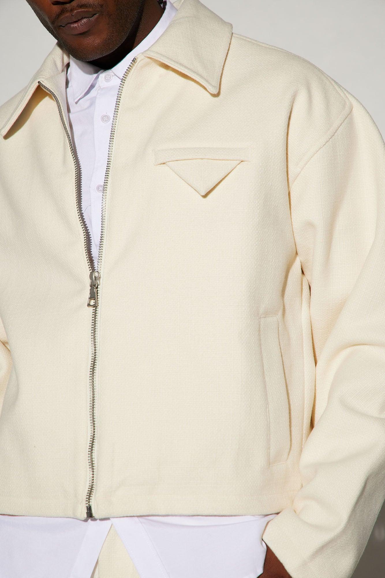 Wilder Textured Weave Cropped Jacket - Cream Product Image