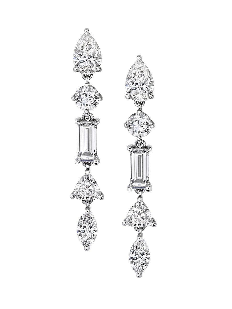 Womens Red Carpet Jewelry 14K White Gold & 3.30 TCW Lab-Grown Diamond Mixed Drop Earrings Product Image