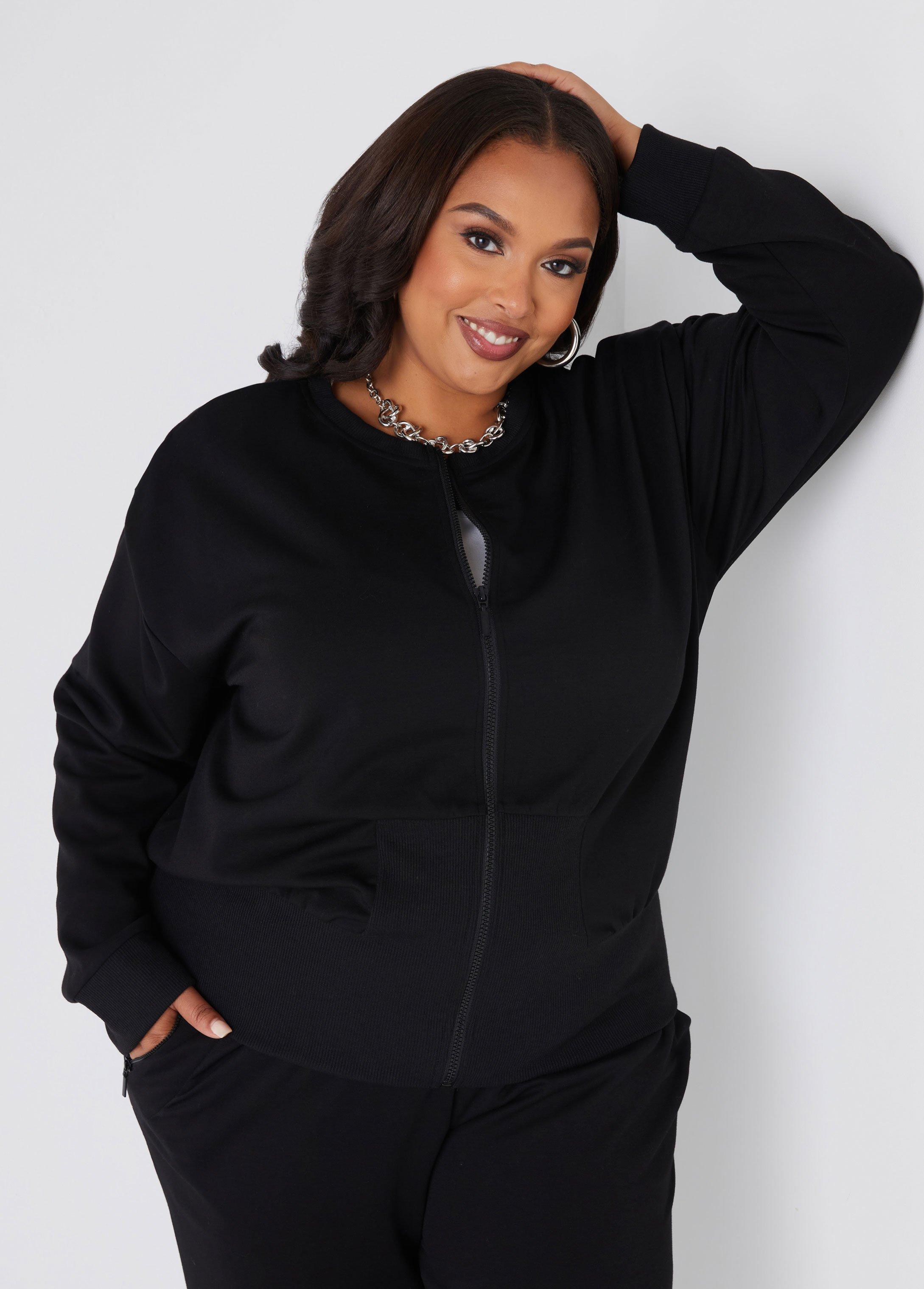 Plus Size Stretch Knit Track Jacket Ashley Stewart Product Image