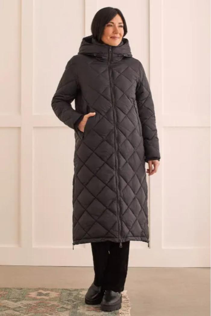 WATER-REPELLENT HOODED MAXI PUFFER Product Image