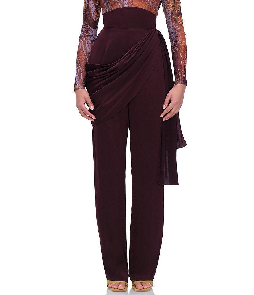 Andrea Iyamah Loti High Rise Cinched Waist Drape Front Straight Leg Pant Product Image