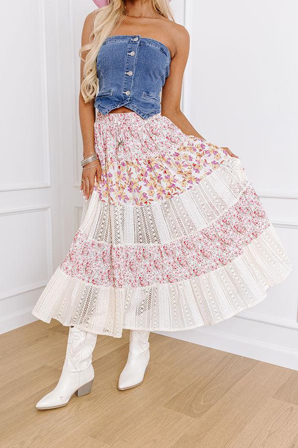 Floral Fields High Waist Midi Skirt Product Image