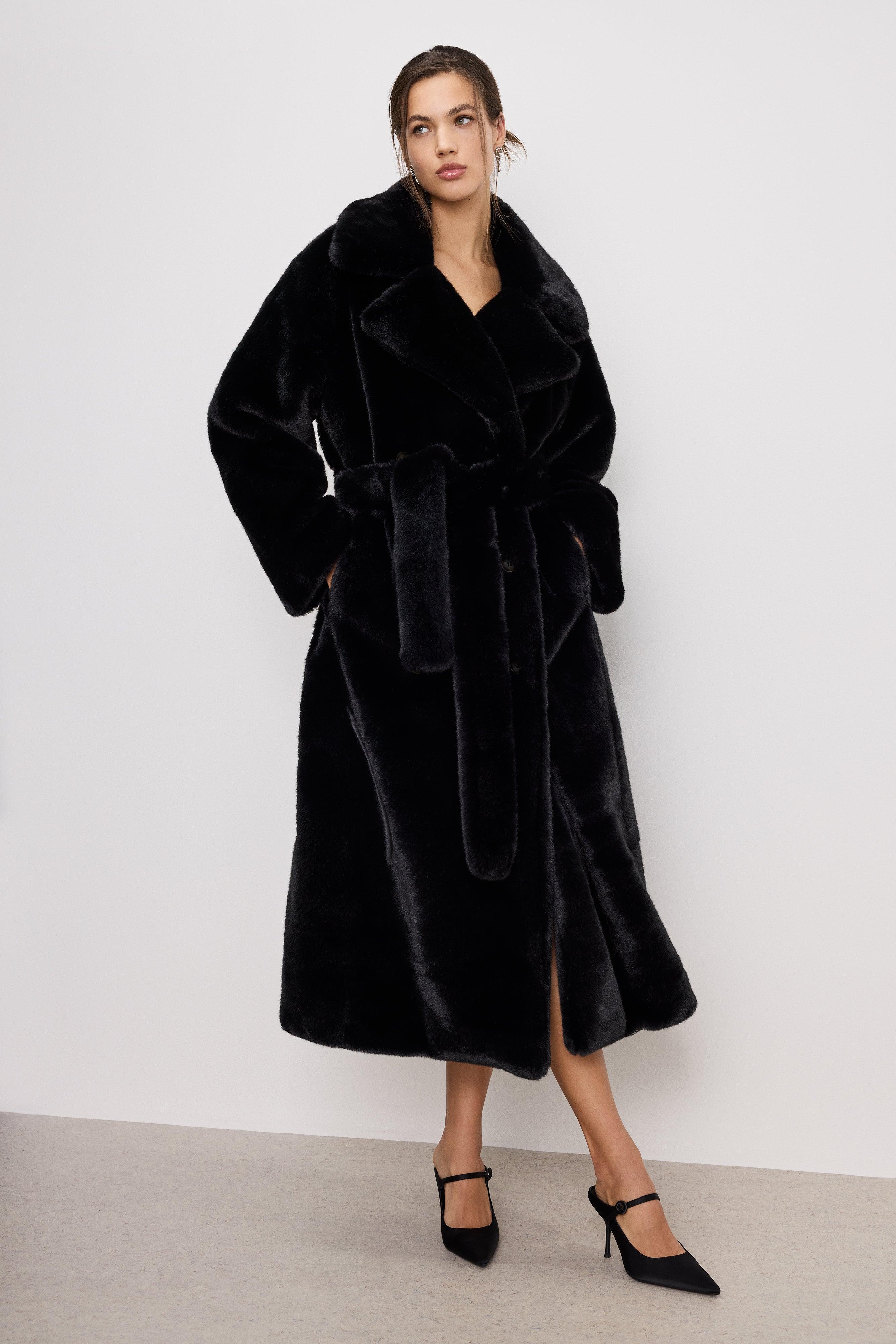 FAUX FUR COAT | BLACK001 Product Image