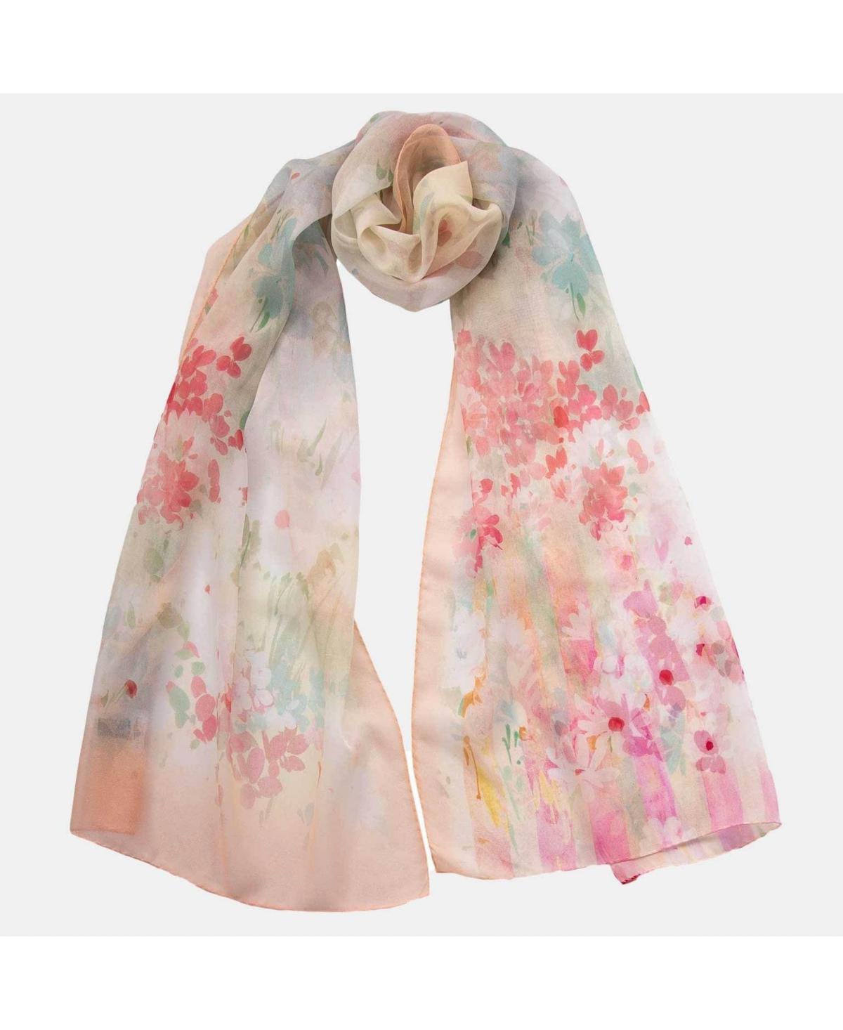 Meadow - Long Sheer Silk Scarf for Women - Salmon Pink Product Image