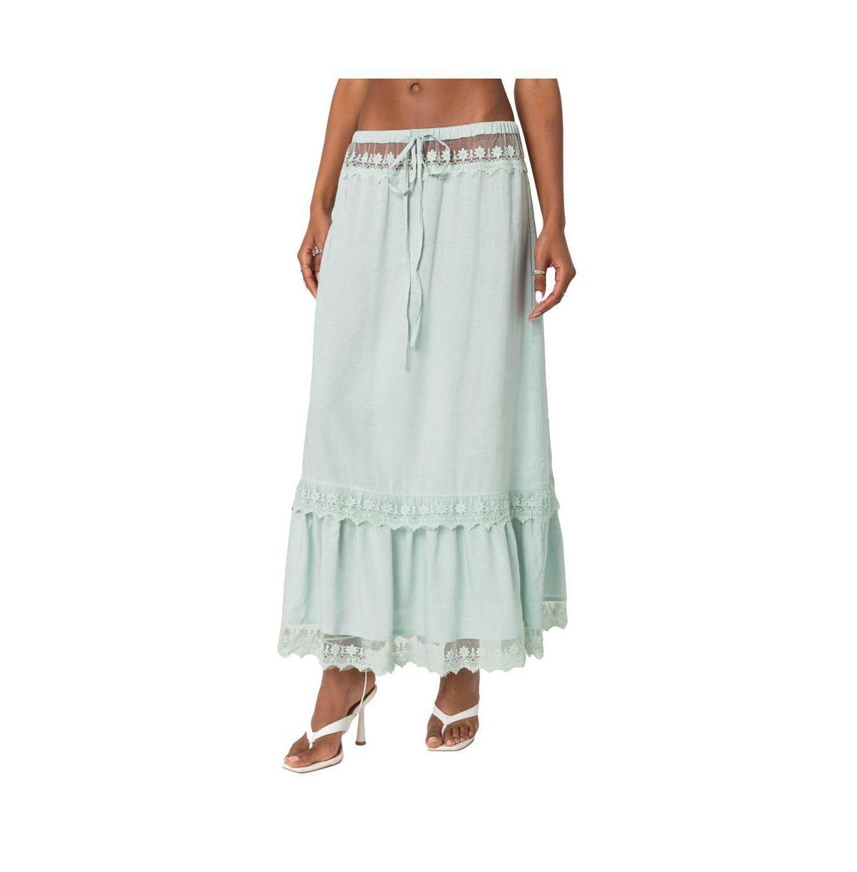 Edikted Womens Semi Sheer Lacey Maxi Skirt Product Image