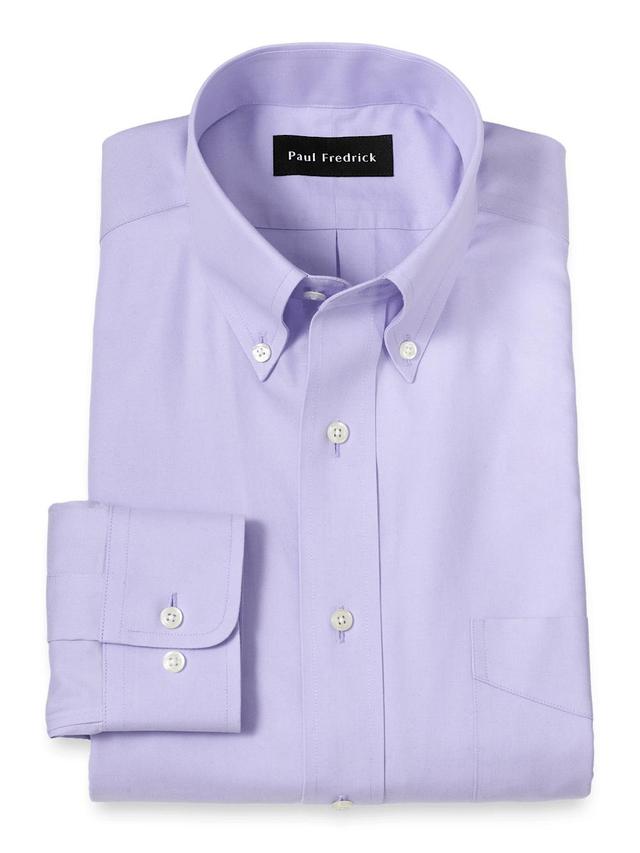 Non-Iron Cotton Pinpoint Solid Button Down Collar Dress Shirt - Lavender Product Image