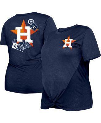 Women's New Era Navy Houston Astros Plus Size Two-Hit Front Knot T-Shirt Product Image