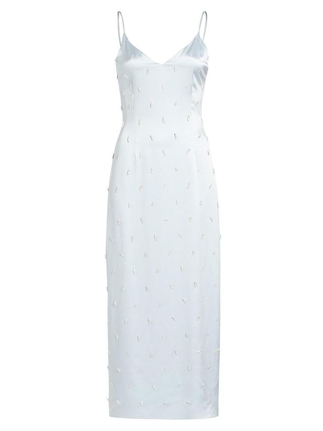 Womens Pearl-Embellished Silk Charmeuse Midi-Dress Product Image