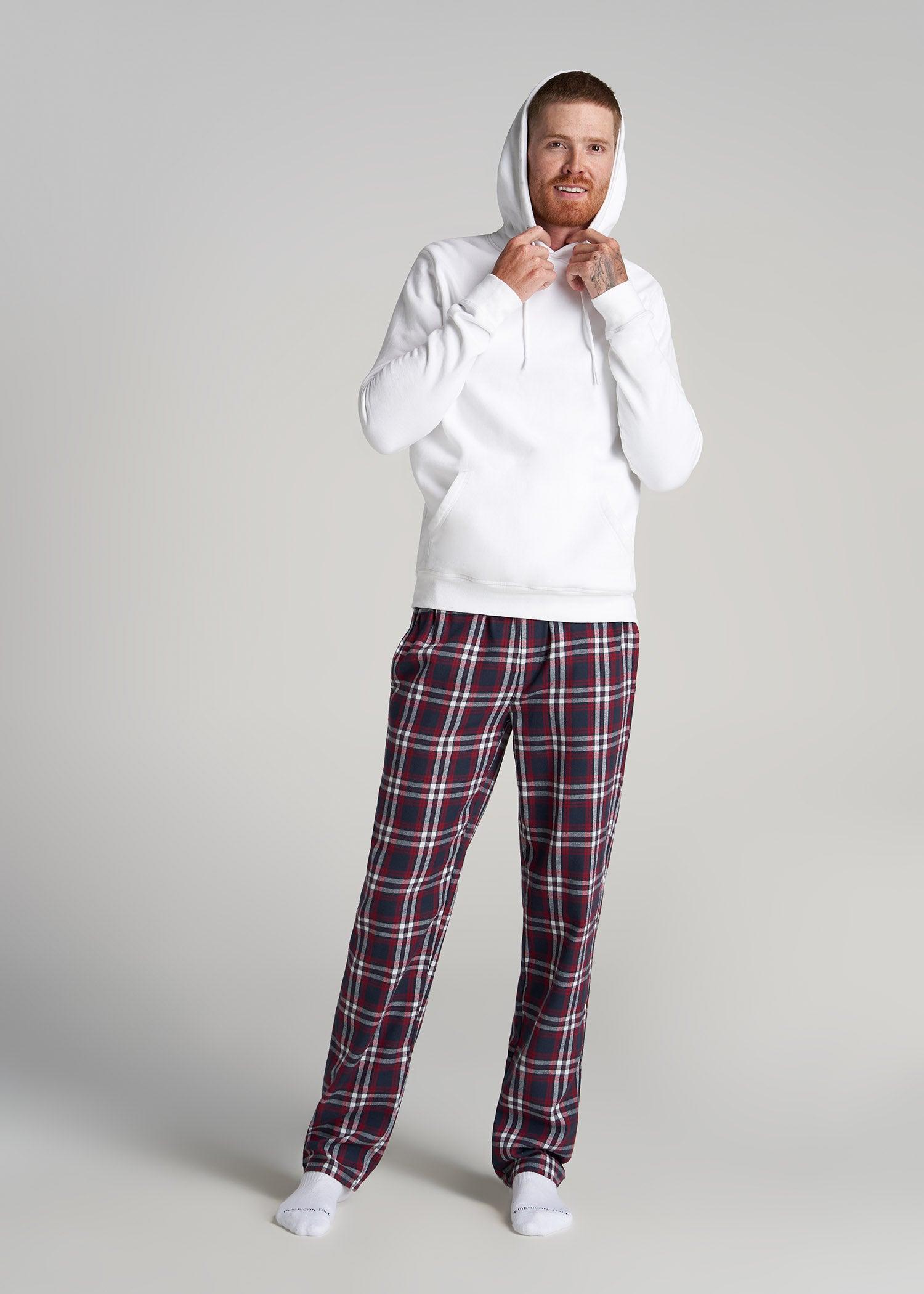 Plaid Pajama Pants for Tall Men in Navy & Red Tartan Male Product Image